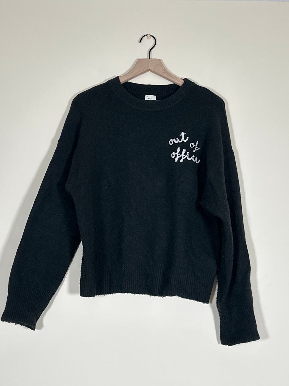 A New Day Out of Office Embroidered Sweater Women’s Large Black Soft Knit